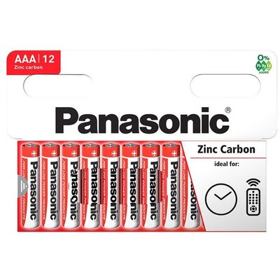 PANASONIC R03RZ-12HH elem (Red Zinc AAA, mikro, 1.5V, cink-mangán tartós elem) 12db / csomag