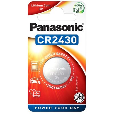 PANASONIC CR2430L-1BP-PAN / CR-2430EL/1B elem (CR2430L, 3V, lítium gombelem) 1db / csomag
