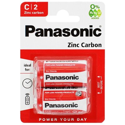PANASONIC R14R-2BP / R14RZ/2BP / R14REL/2 BP elem (C / baby, Red Zinc, 1.5V, cink-mangán) 2 db / csomag