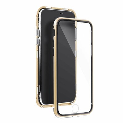 Magneto 360 elő- és hátlapvédő prémium telefontok, edzett üveg, alumínium éllel erősített - Samsung Galaxy A21S, Arany