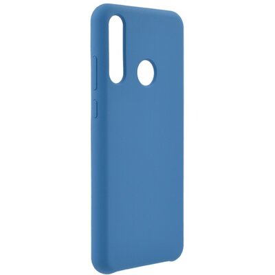 Műanyag hátlapvédő telefontok (gumírozott, mikrofiber plüss karcolásmentesítő belső, prémium), Sötétkék [Huawei Y6p]