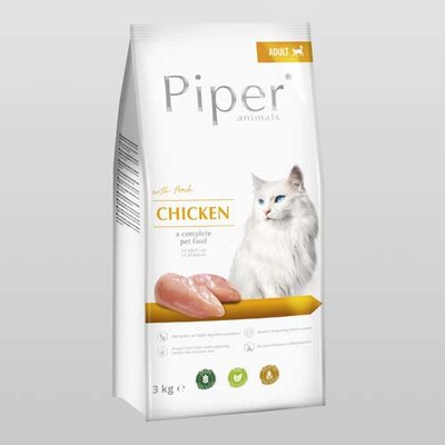 Száraz macskatáp PIPER ANIMALS ADULT fresh chicken 3kg felnőtt macskák számára friss csirkével