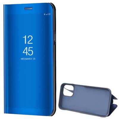 Telefontok álló (aktív flip, oldalra nyíló, asztali tartó funkció, tükrös felület, Mirror View Case), Kék [Apple iPhone 12 Pro]