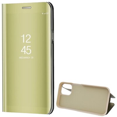 Telefontok álló (aktív flip, oldalra nyíló, asztali tartó funkció, tükrös felület, Mirror View Case), Arany [Apple iPhone 12 Pro]
