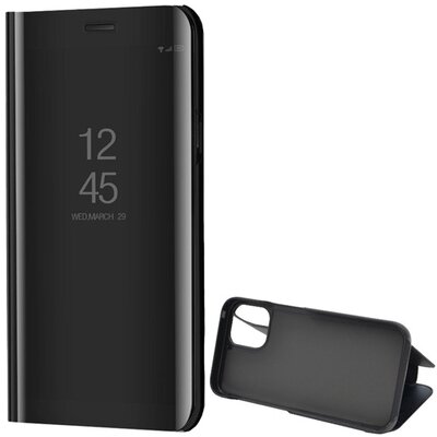 Telefontok álló (aktív flip, oldalra nyíló, asztali tartó funkció, tükrös felület, Mirror View Case), Fekete [Apple iPhone 12 Pro]