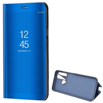 Telefontok álló (aktív flip, oldalra nyíló, asztali tartó funkció, tükrös felület, Mirror View Case), Kék [Huawei Y6p]