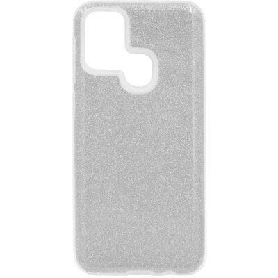 Szilikon hátlapvédő telefontok (műanyag belső, csillogó hátlap), Ezüst [Samsung Galaxy M31 (SM-M315F)]