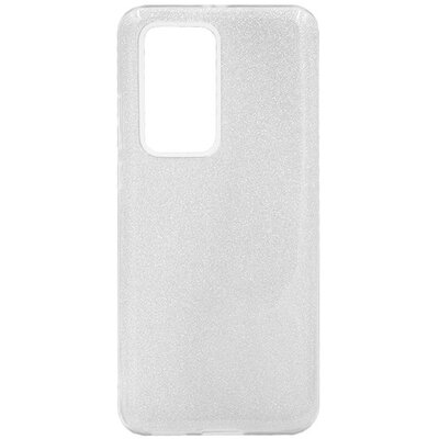 Szilikon hátlapvédő telefontok (műanyag belső, csillogó hátlap), Ezüst [Huawei P40 Pro 5G, Huawei P40 Pro+ 5G]