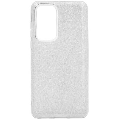 Szilikon hátlapvédő telefontok (műanyag belső, csillogó hátlap), Ezüst [Huawei P40]