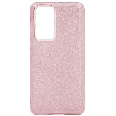 Szilikon hátlapvédő telefontok (műanyag belső, csillogó hátlap), Rózsaszín [Huawei P40]