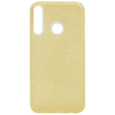 Szilikon hátlapvédő telefontok (műanyag belső, csillogó hátlap), Arany [Huawei P40 Lite E / Y7p]
