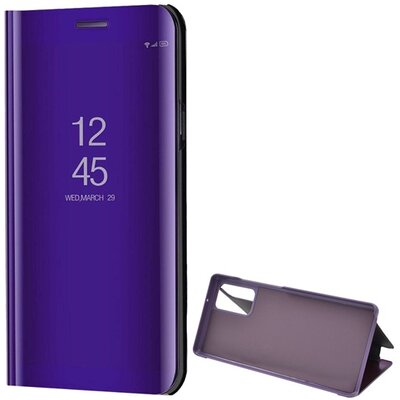 Tok álló (aktív flip, oldalra nyíló, asztali tartó funkció, tükrös felület, Mirror View Case), Lila [Samsung Galaxy Note 20 (SM-N980F), Samsung Galaxy Note 20 5G (SM-N981F)]