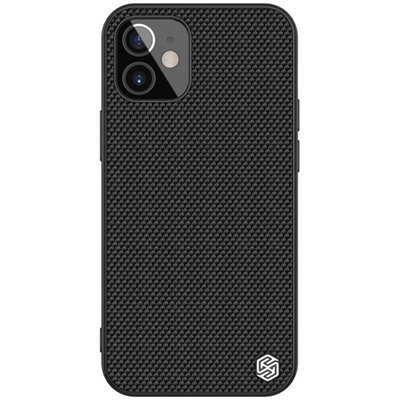 Nillkin Textured műanyag hátlapvédő telefontok (közepesen ütésálló, szilikon keret, 3D minta), Fekete [Apple iPhone 12]
