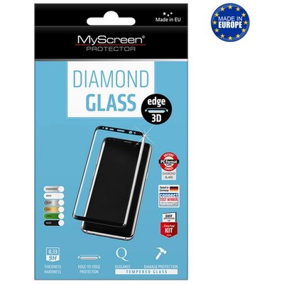 MYSCREEN DIAMOND GLASS EDGE kijelzővédő üveg (3D full cover, íves, karcálló, 0.33 mm, 9H), Fekete [Xiaomi Mi Note 10 Lite]