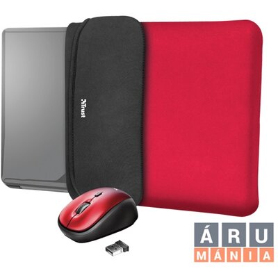 Trust Yvo piros 15,6" notebook tok + wireless egér