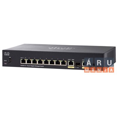 Cisco SG350-10 8port GbE LAN 2x SFP/RJ45 Combo port L3 menedzselhető switch