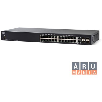 Cisco SG350-28 24port GbE LAN 2x Gigabit SFP 2x SFP/RJ45 Combo port L3 menedzselhető switch