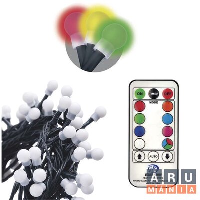 Emos ZY2163 cherry 10 m/96 LED/kül-beltéri/IP44/színes/távirányítós karácsonyi fényfüzér