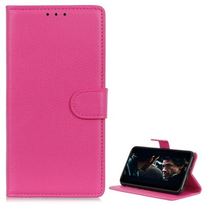 Telefontok álló, bőr hatású (FLIP, oldalra nyíló, asztali tartó funkció), Rózsaszín [Xiaomi Redmi 9A (Redmi 9 AT)]
