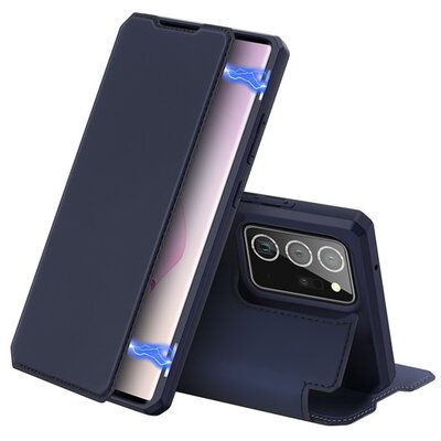 DUX DUCIS SKIN X telefontok álló, bőr hatású (FLIP, oldalra nyíló, bankkártya tartó, asztali tartó funkció), Sötétkék [Samsung Galaxy Note 20 Ultra (SM-N985F), Samsung Galaxy Note 20 Ultra 5G (SM-N986F)]