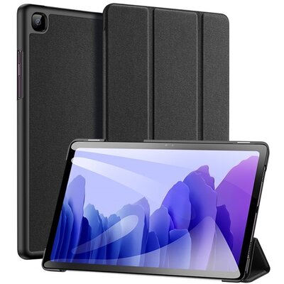 DUX DUCIS DOMO tablet védőtok álló, bőr hatású (aktív flip, oldalra nyíló, TRIFOLD asztali tartó funkció, textil minta), Fekete [Samsung Galaxy Tab A7 10.4 (2020) WIFI SM-T500]