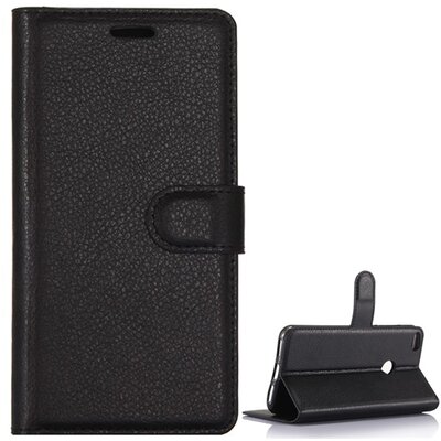 Telefontok álló, bőr hatású (FLIP, oldalra nyíló, asztali tartó funkció, prémium), Fekete [Huawei P9 Lite (2017)]