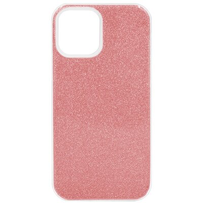 Szilikon hátlapvédő telefontok (műanyag belső, csillogó hátlap), Rózsaszín [Apple iPhone 12 Pro Max]