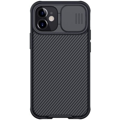 Nillkin Camshield Pro szilikon hátlapvédő telefontok (közepesen ütésálló, műanyag hátlap, kamera védelem), Fekete [Apple iPhone 12 mini]