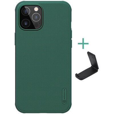Nillkin Super Frosted PRO műanyag hátlapvédő telefontok (gumírozott, érdes felület, légpárnás sarok), Zöld [Apple iPhone 12 Pro Max]