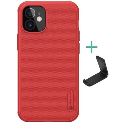 Nillkin Super Frosted PRO műanyag hátlapvédő telefontok (gumírozott, érdes felület, légpárnás sarok), Piros [Apple iPhone 12 mini]