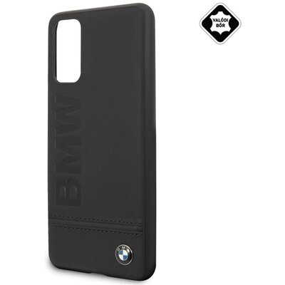 CG MOBILE BMHCS62LLSB BMW SIGNATURE IMPRINT LOGO műanyag hátlapvédő telefontok (valódi bőr bevonat), Fekete [Samsung Galaxy S20 (SM-G980F), Samsung Galaxy S20 5G (SM-G981U)]