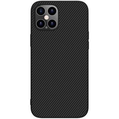 Nillkin Synthetic Fiber műanyag hátlapvédő telefontok (karbon minta), Fekete [Apple iPhone 12 Pro Max]