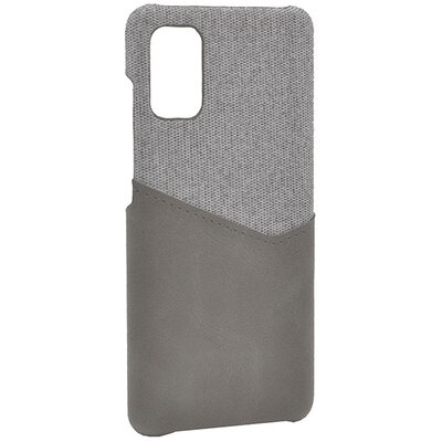 Műanyag hátlapvédő telefontok (közepesen ütésálló, bankkártya tartó, textilbevonat, bőr hatású hátlap), Szürke [Samsung Galaxy A41 (SM-A415F)]