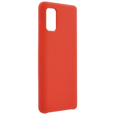 Műanyag hátlapvédő telefontok (gumírozott, mikrofiber plüss karcolásmentesítő belső, prémium), Piros [Samsung Galaxy A41 (SM-A415F)]