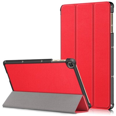Tablet védőtok álló, bőr hatású (aktív flip, oldalra nyíló, TRIFOLD asztali tartó funkció), Piros [Huawei MatePad T10s WIFI (AGS3-W09)]