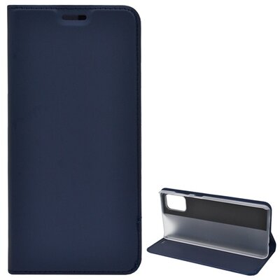 Telefontok álló, bőr hatású (Flip, oldalra nyíló, asztali tartó funkció), Sötétkék [Samsung Galaxy A31 (SM-A315F)]