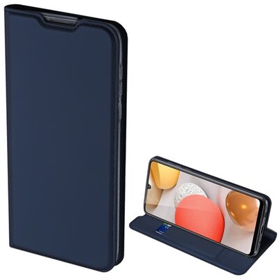 DUX DUCIS SKIN PRO telefontok álló, bőr hatású (Flip, oldalra nyíló, bankkártya tartó, asztali tartó funkció), Sötétkék [Samsung Galaxy A42 5G (SM-A425F)]