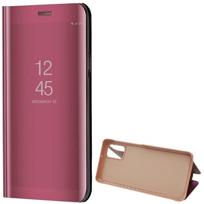 Telefontok álló (aktív flip, oldalra nyíló, asztali tartó funkció, tükrös felület, Mirror View Case), Rosegold [Samsung Galaxy M31s (SM-M317F)]