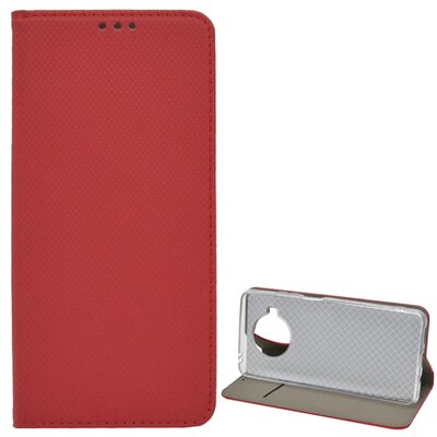 Telefontok álló, bőr hatású (Flip, oldalra nyíló, asztali tartó funkció, rombusz minta), Piros [Xiaomi Mi 10T Lite 5G]