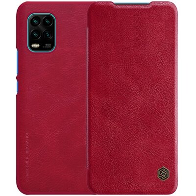 Nillkin Qin telefontok álló, bőr hatású (aktív flip, oldalra nyíló, bankkártya tartó), Piros [Xiaomi Mi 10 Lite 5G]