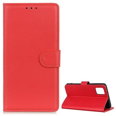 Telefontok álló, bőr hatású (Flip, oldalra nyíló, asztali tartó funkció), Piros [Xiaomi Mi 10T 5G, Xiaomi Mi 10T Pro 5G]