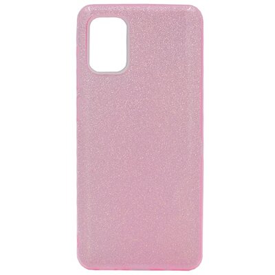 Szilikon hátlapvédő telefontok (műanyag belső, csillogó hátlap), Rózsaszín [Samsung Galaxy A71 (SM-A715F)]