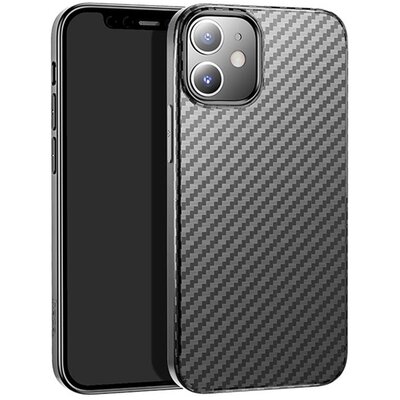 HOCO DELICATE SHADOW szilikon hátlapvédő telefontok (karbon minta), Fekete [Apple iPhone 12 mini]