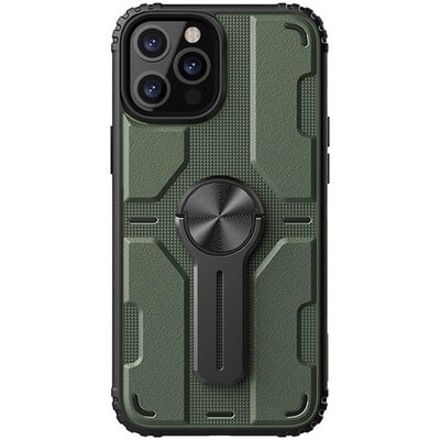 Nillkin Medely defender műanyag hátlapvédő telefontok (közepesen ütésálló, szilikon belső, kitámasztó), Zöld [Apple iPhone 12, Apple iPhone 12 Pro]