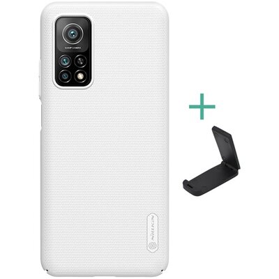 Nillkin Super Frosted műanyag hátlapvédő telefontok (gumírozott, érdes felület + asztali tartó), Fehér [Xiaomi Mi 10T 5G, Xiaomi Mi 10T Pro 5G]