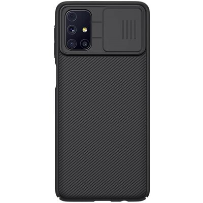 Nillkin Camshield szilikon hátlapvédő telefontok (közepesen ütésálló, műanyag hátlap, kamera védelem, csíkos), Fekete [Samsung Galaxy M31s (SM-M317F)]