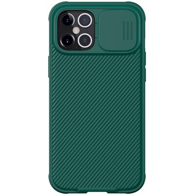 Nillkin Camshield szilikon hátlapvédő telefontok (közepesen ütésálló, műanyag hátlap, kamera védelem, csíkos) SÖTÉTZÖLD [Apple iPhone 12 Pro Max]