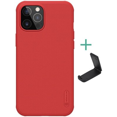 Nillkin Super Frosted PRO műanyag hátlapvédő telefontok (gumírozott, érdes felület, légpárnás sarok), Piros [Apple iPhone 12 Pro Max]