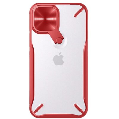 NILLKIN CYCLOPS műanyag hátlapvédő telefontok (közepesen ütésálló, légpárnás sarok, kameravédő, kitámasztó), Piros [Apple iPhone 12 mini]