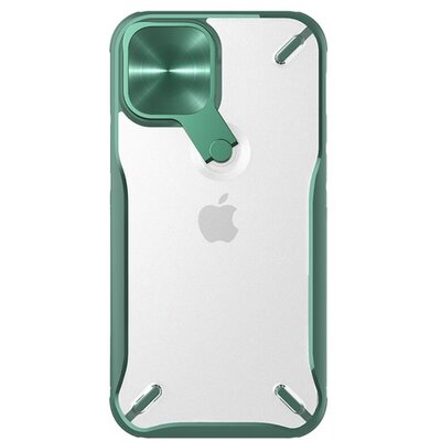 NILLKIN CYCLOPS műanyag hátlapvédő telefontok (közepesen ütésálló, légpárnás sarok, kameravédő, kitámasztó), Zöld [Apple iPhone 12 Pro Max]